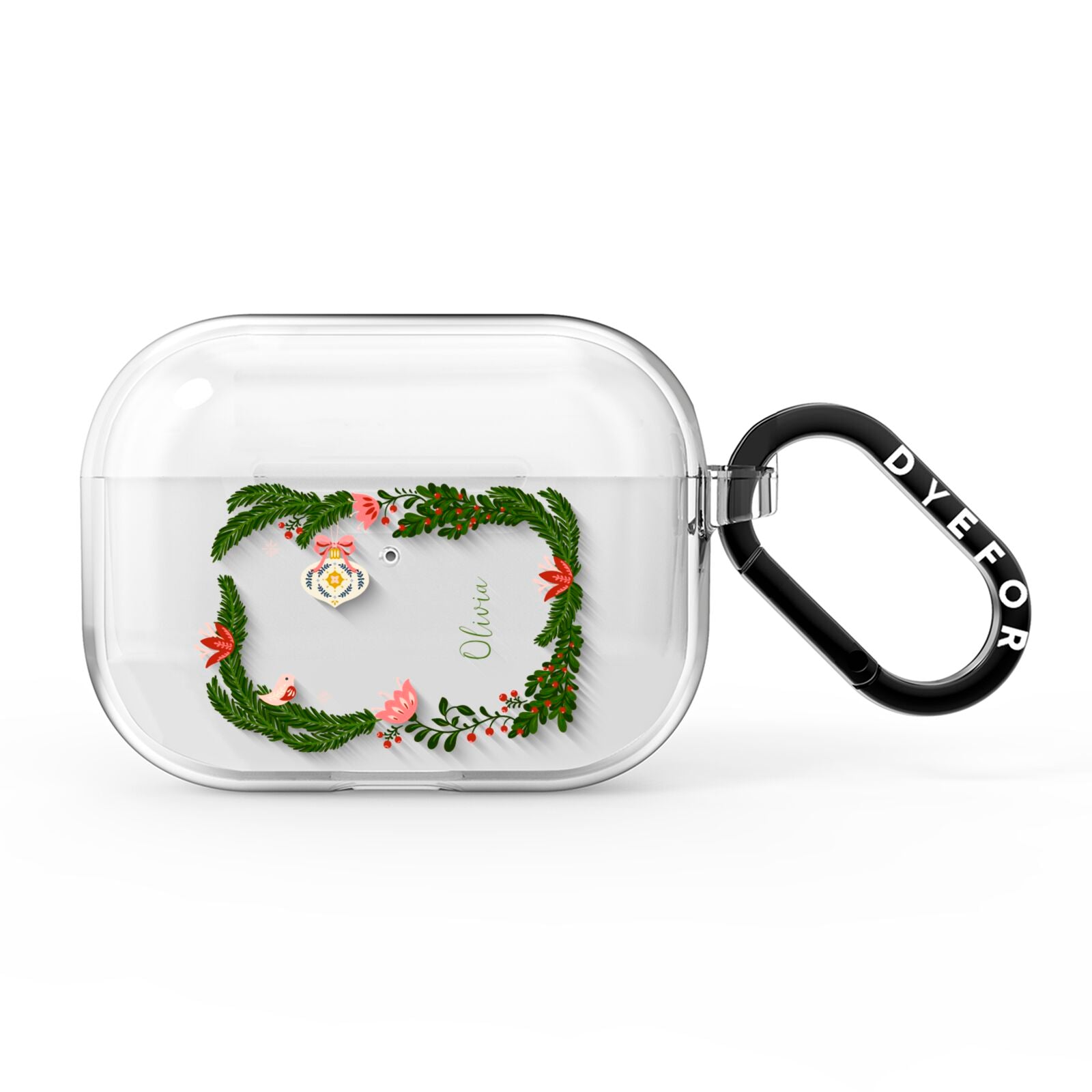Personalised Vintage Foliage Christmas AirPods Pro Clear Case