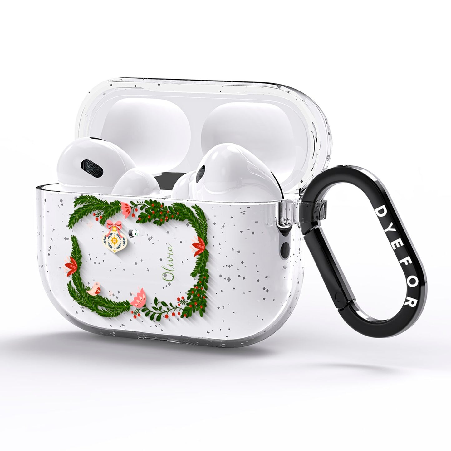 Personalised Vintage Foliage Christmas AirPods Pro Glitter Case Side Image