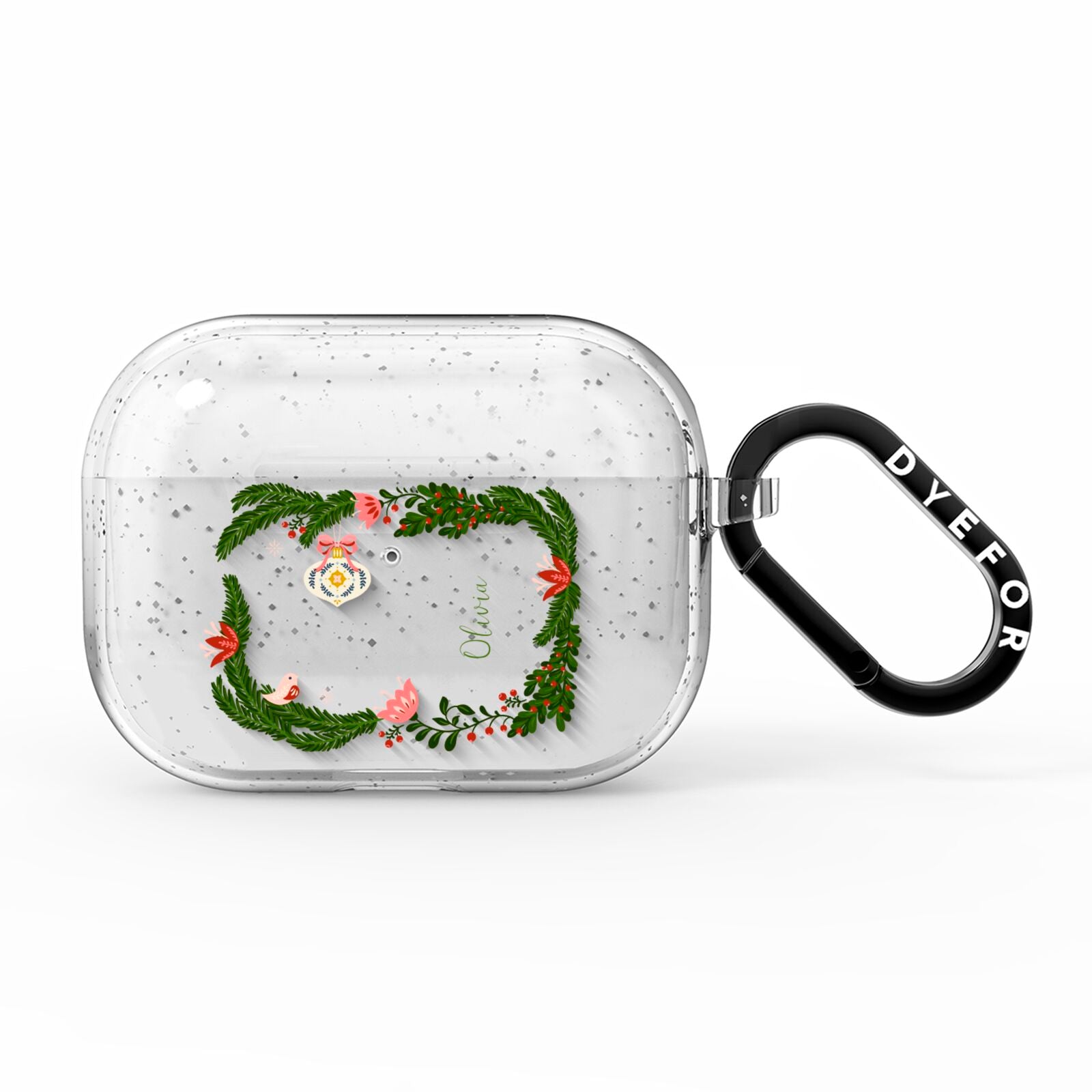 Personalised Vintage Foliage Christmas AirPods Pro Glitter Case