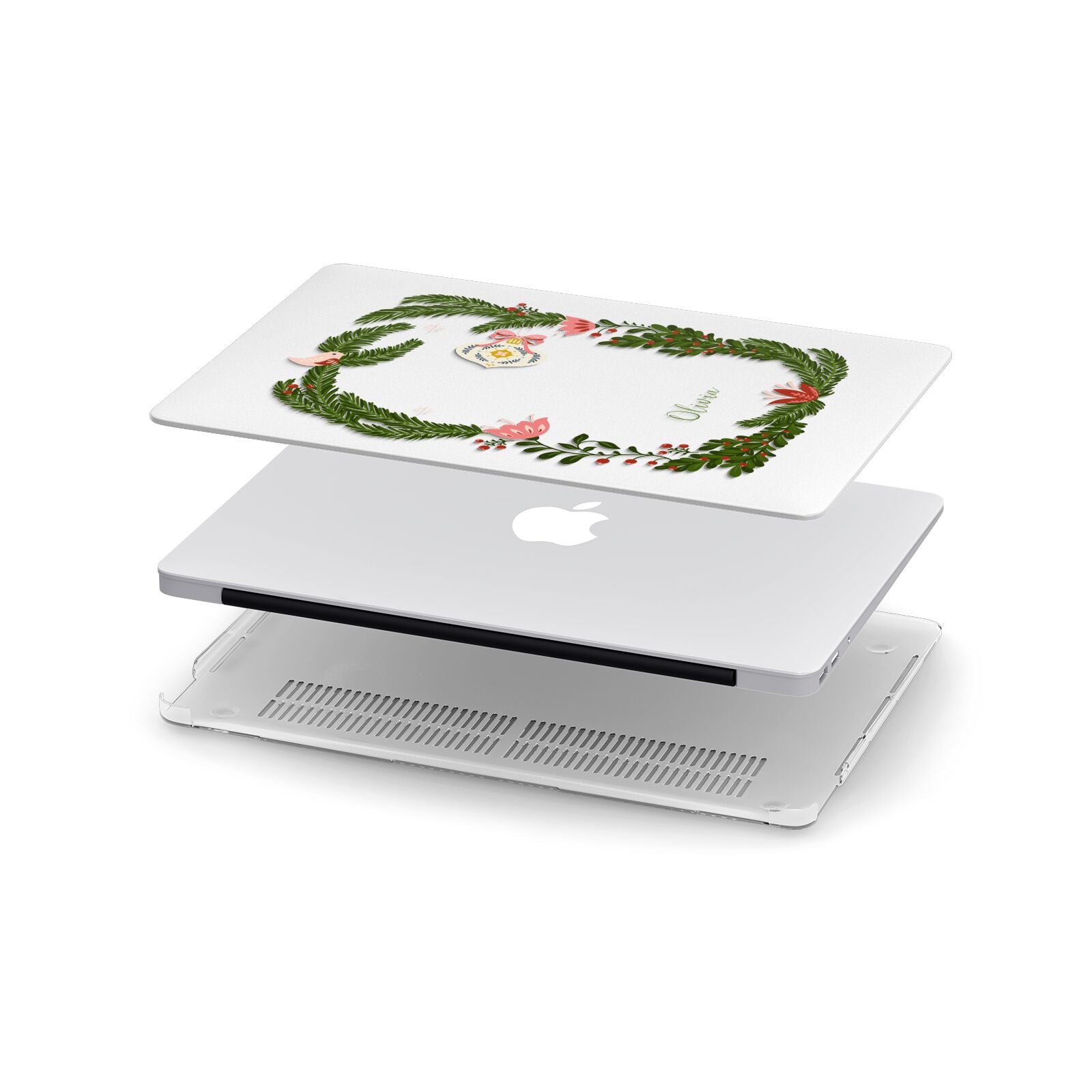 Personalised Vintage Foliage Christmas Apple MacBook Case in Detail