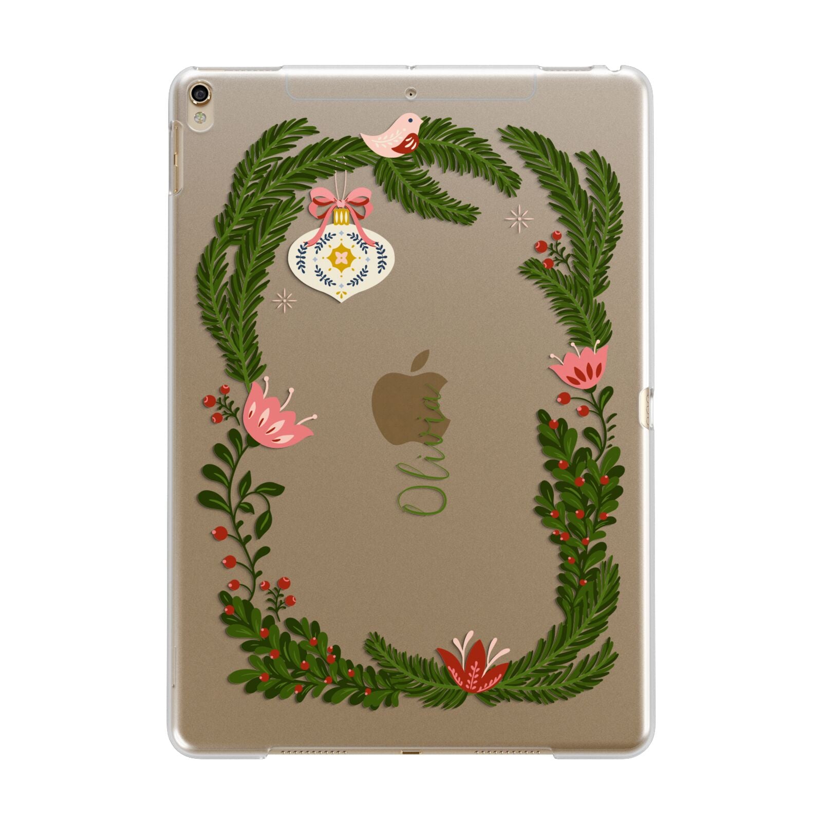 Personalised Vintage Foliage Christmas Apple iPad Gold Case