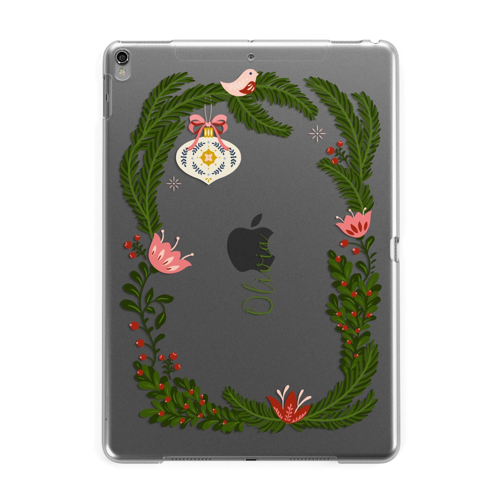 Personalised Vintage Foliage Christmas Apple iPad Grey Case