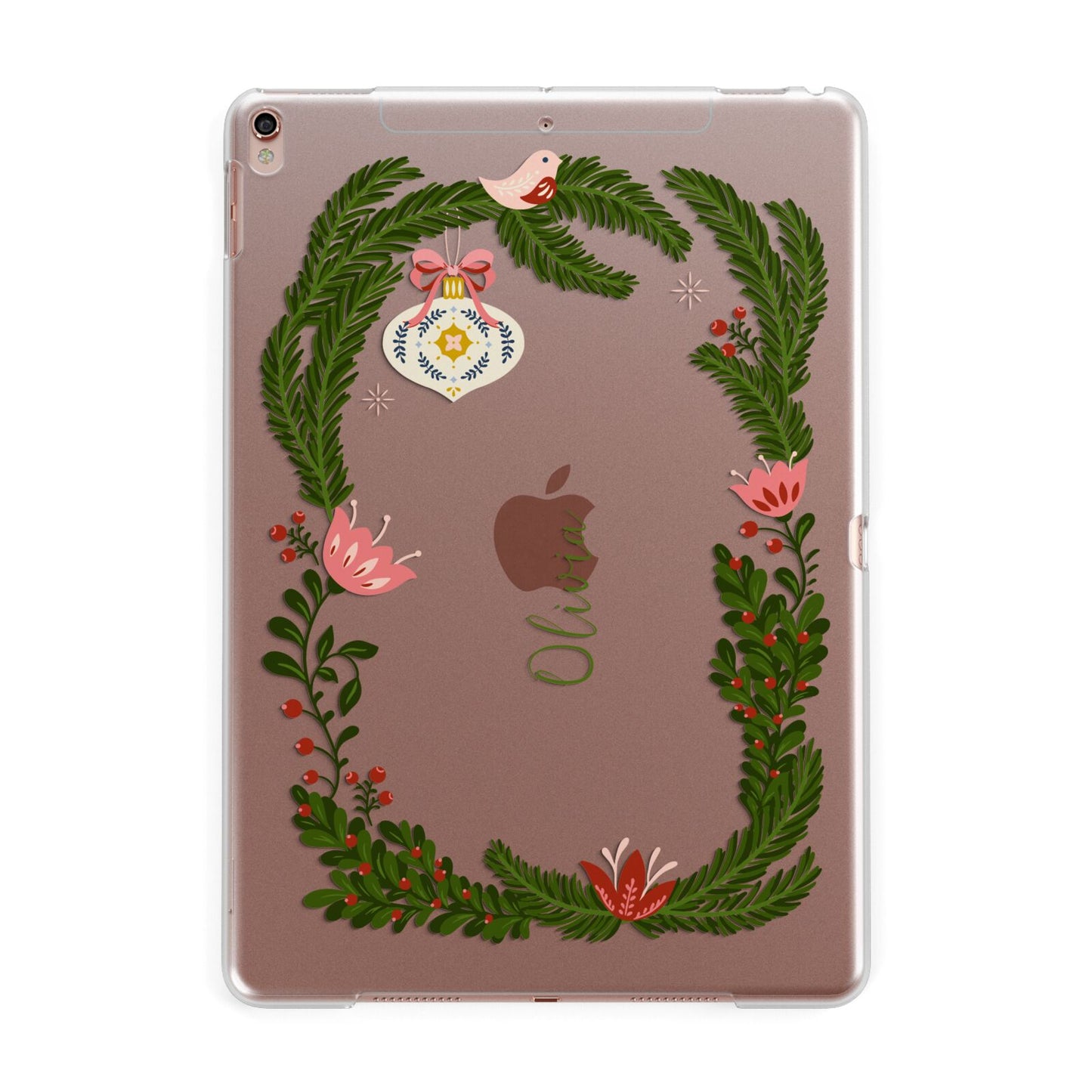 Personalised Vintage Foliage Christmas Apple iPad Rose Gold Case