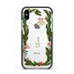 Personalised Vintage Foliage Christmas Apple iPhone Xs Impact Case Black Edge on Silver Phone