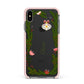 Personalised Vintage Foliage Christmas Apple iPhone Xs Max Impact Case Pink Edge on Black Phone