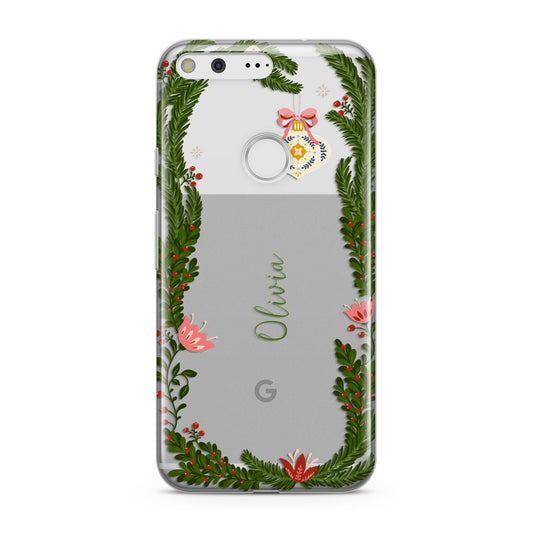 Personalised Vintage Foliage Christmas Google Pixel Case