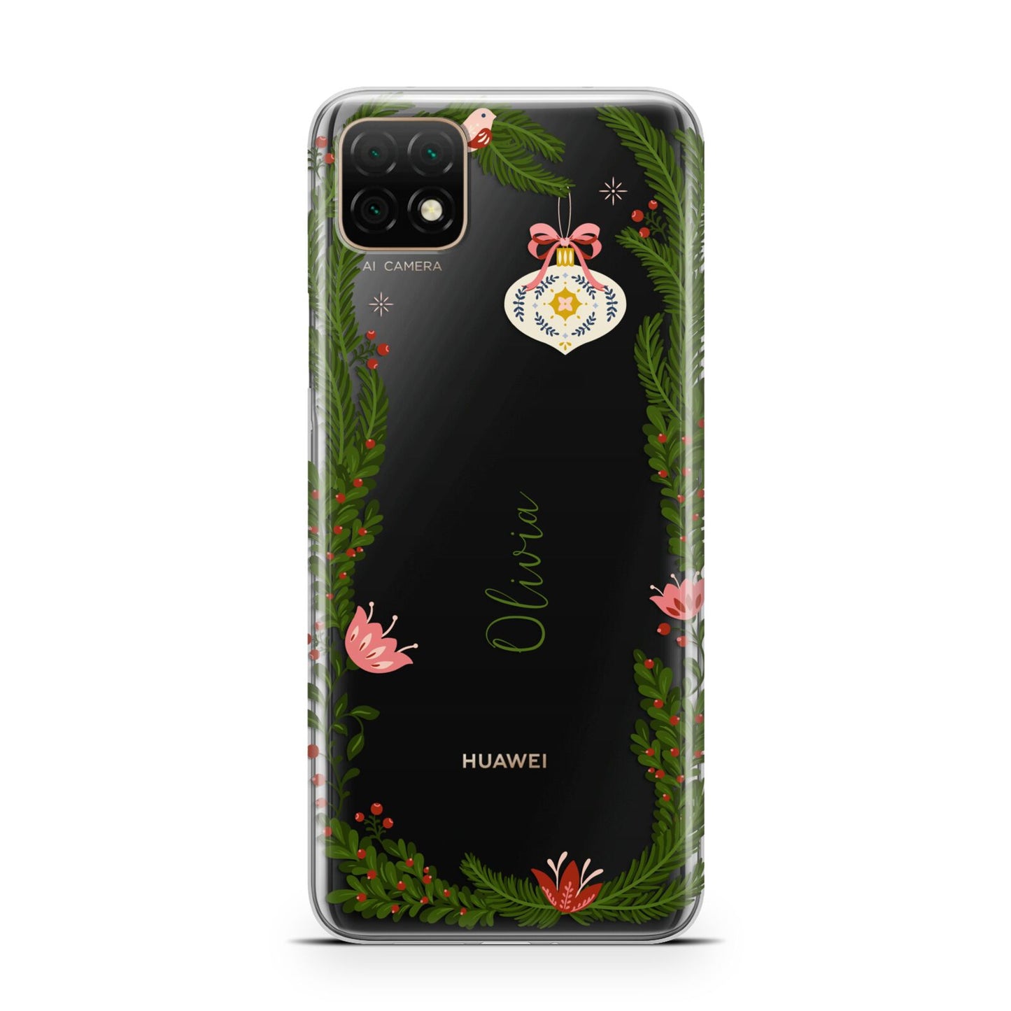 Personalised Vintage Foliage Christmas Huawei Enjoy 20 Phone Case