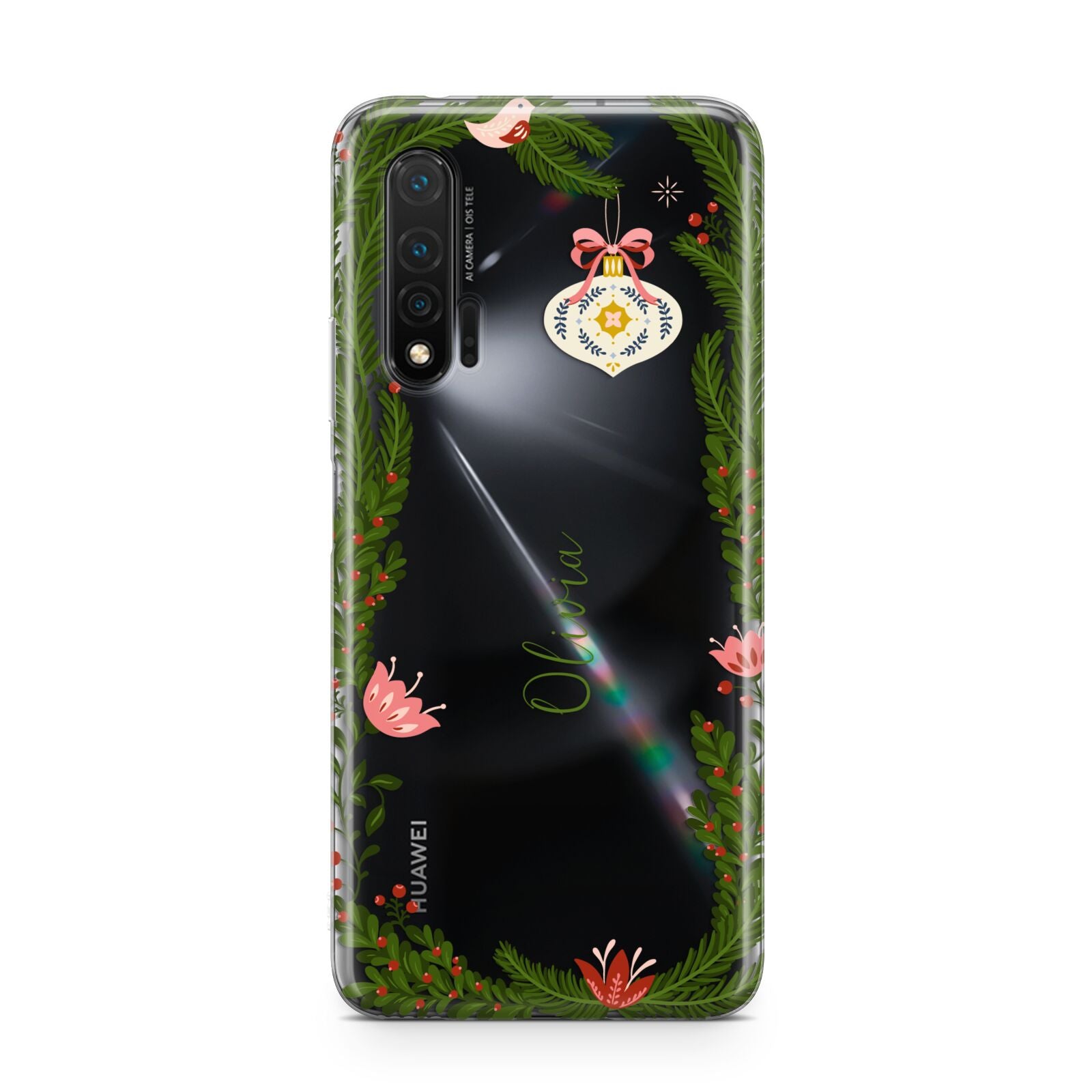 Personalised Vintage Foliage Christmas Huawei Nova 6 Phone Case