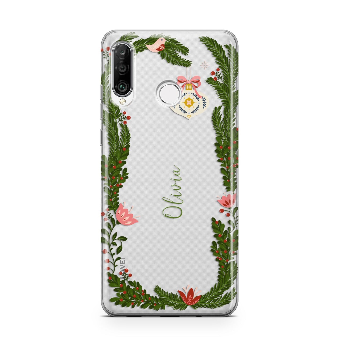 Personalised Vintage Foliage Christmas Huawei P30 Lite Phone Case