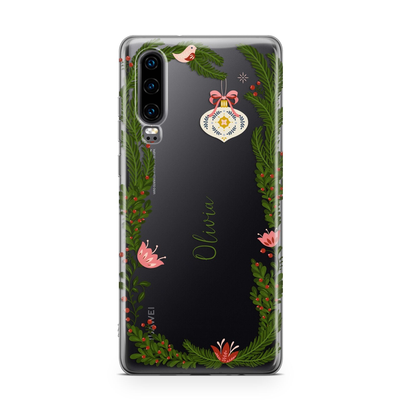 Personalised Vintage Foliage Christmas Huawei P30 Phone Case