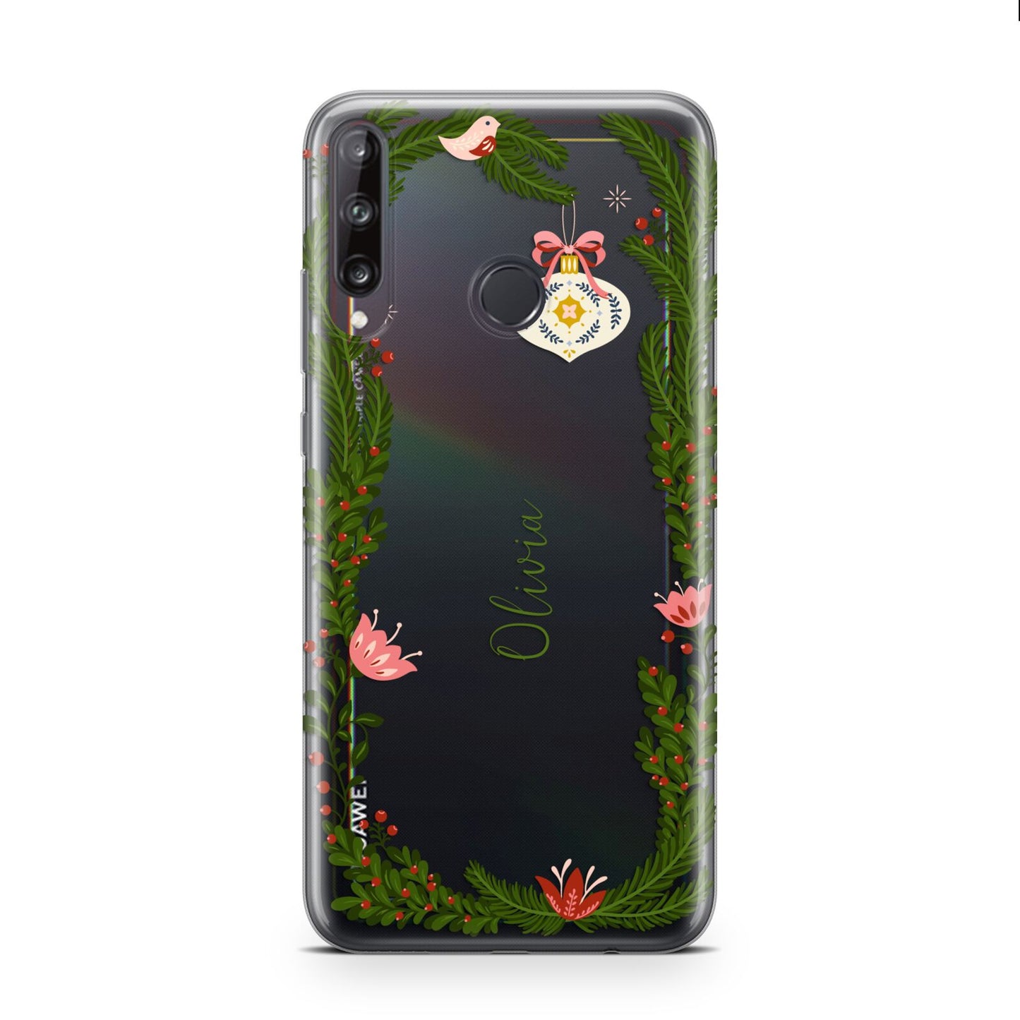 Personalised Vintage Foliage Christmas Huawei P40 Lite E Phone Case