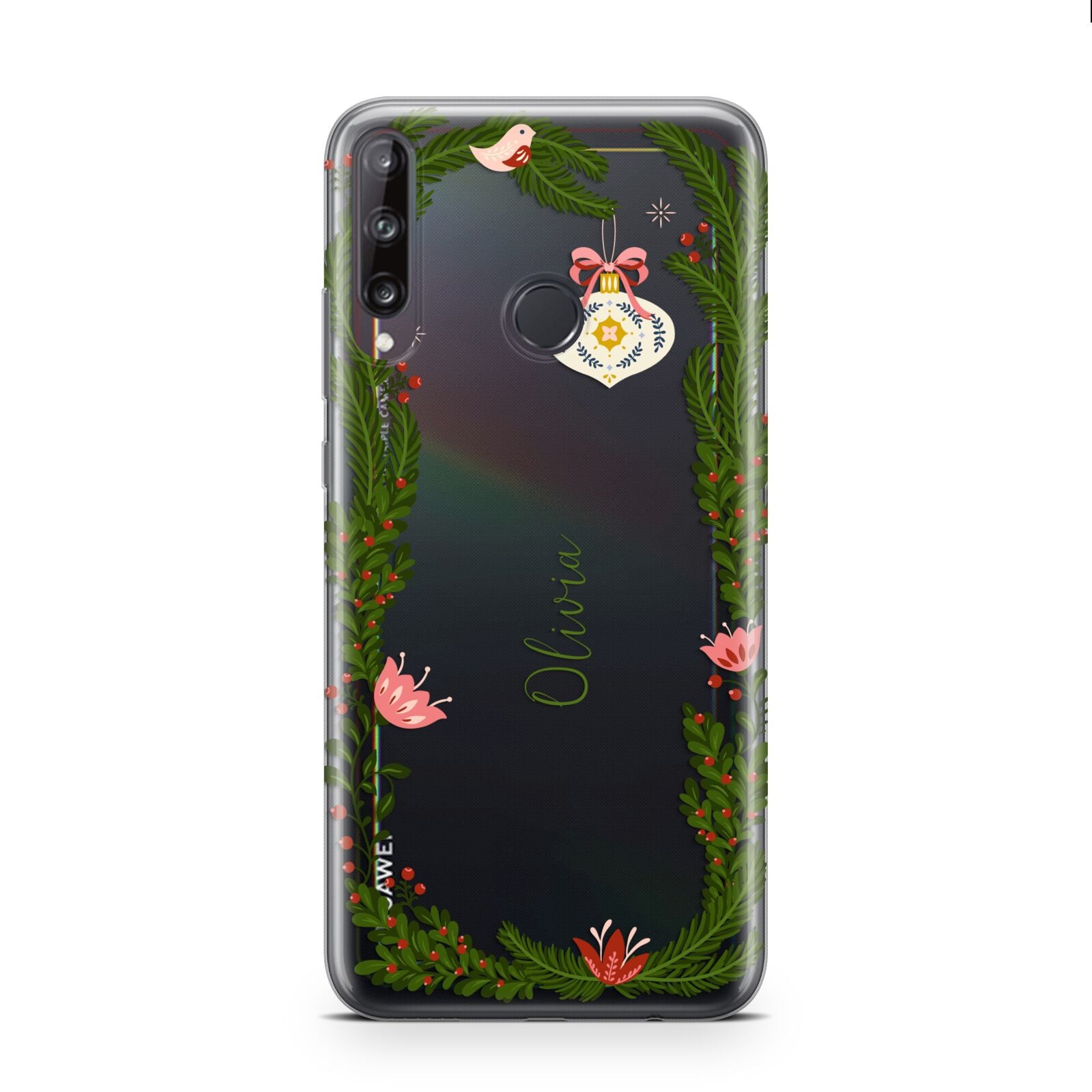 Personalised Vintage Foliage Christmas Huawei P40 Lite E Phone Case