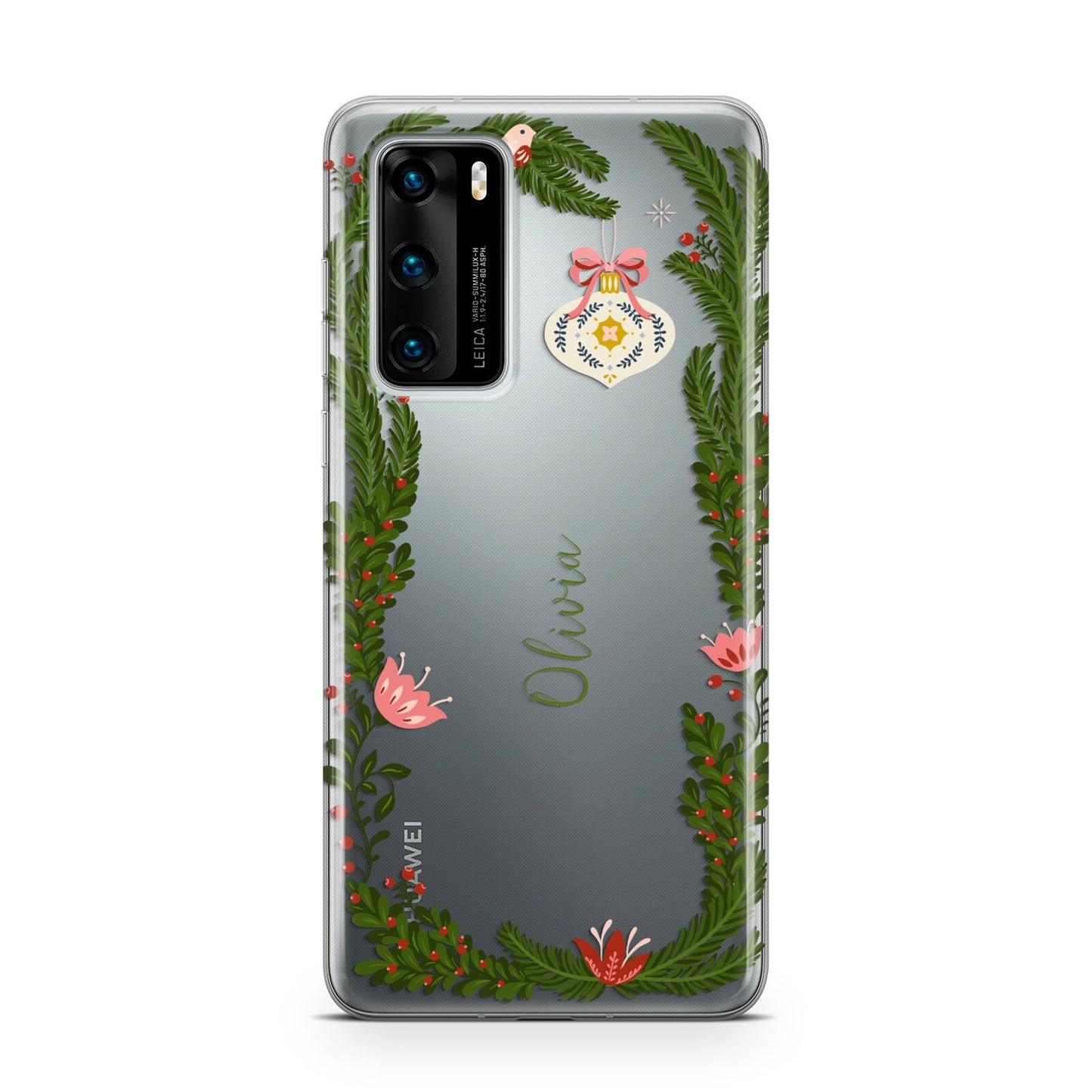 Personalised Vintage Foliage Christmas Huawei P40 Phone Case