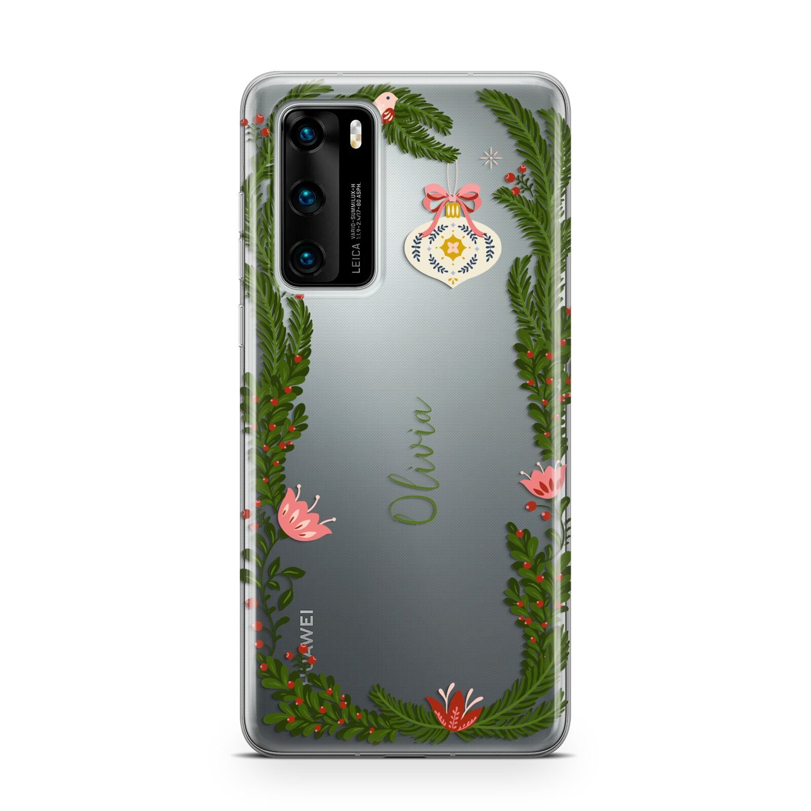 Personalised Vintage Foliage Christmas Huawei P40 Phone Case