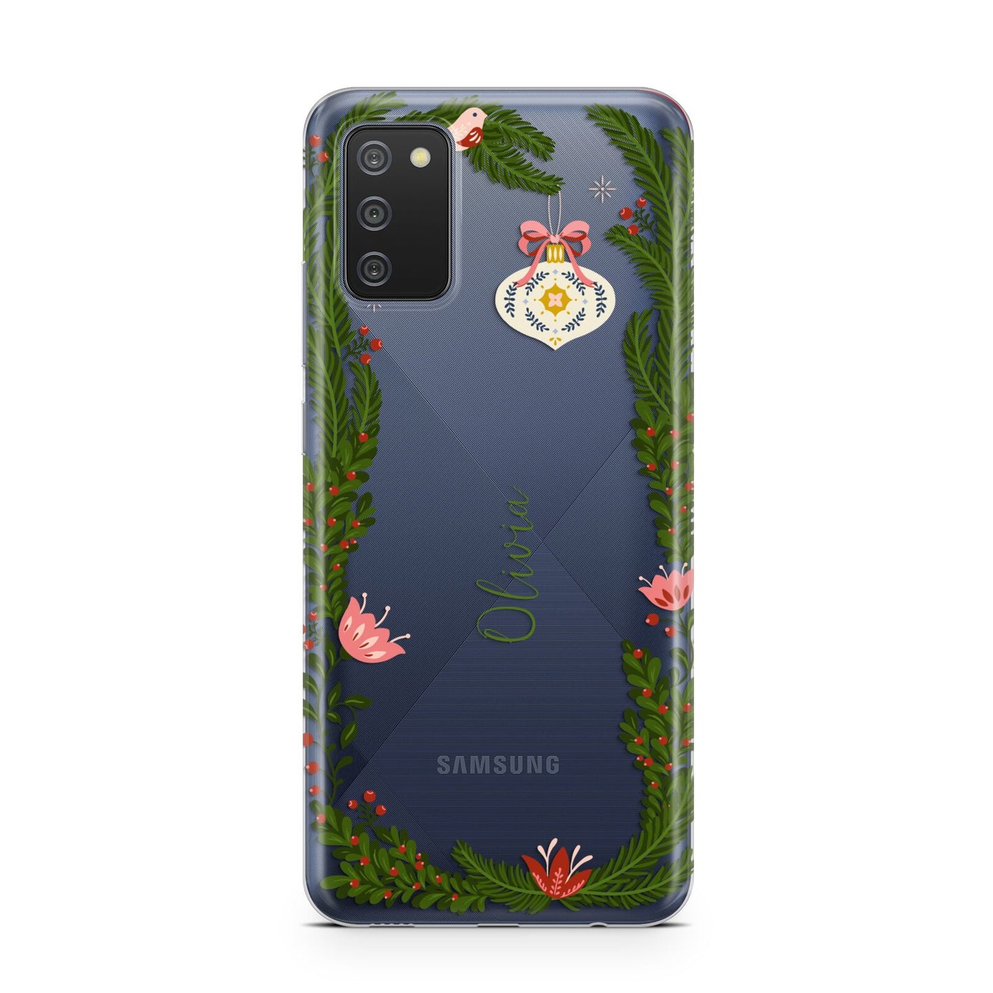 Personalised Vintage Foliage Christmas Samsung A02s Case