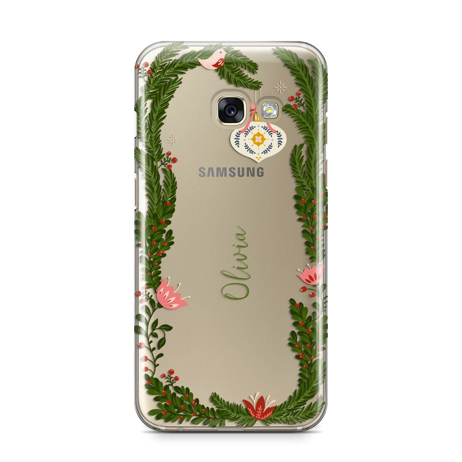 Personalised Vintage Foliage Christmas Samsung Galaxy A3 2017 Case on gold phone