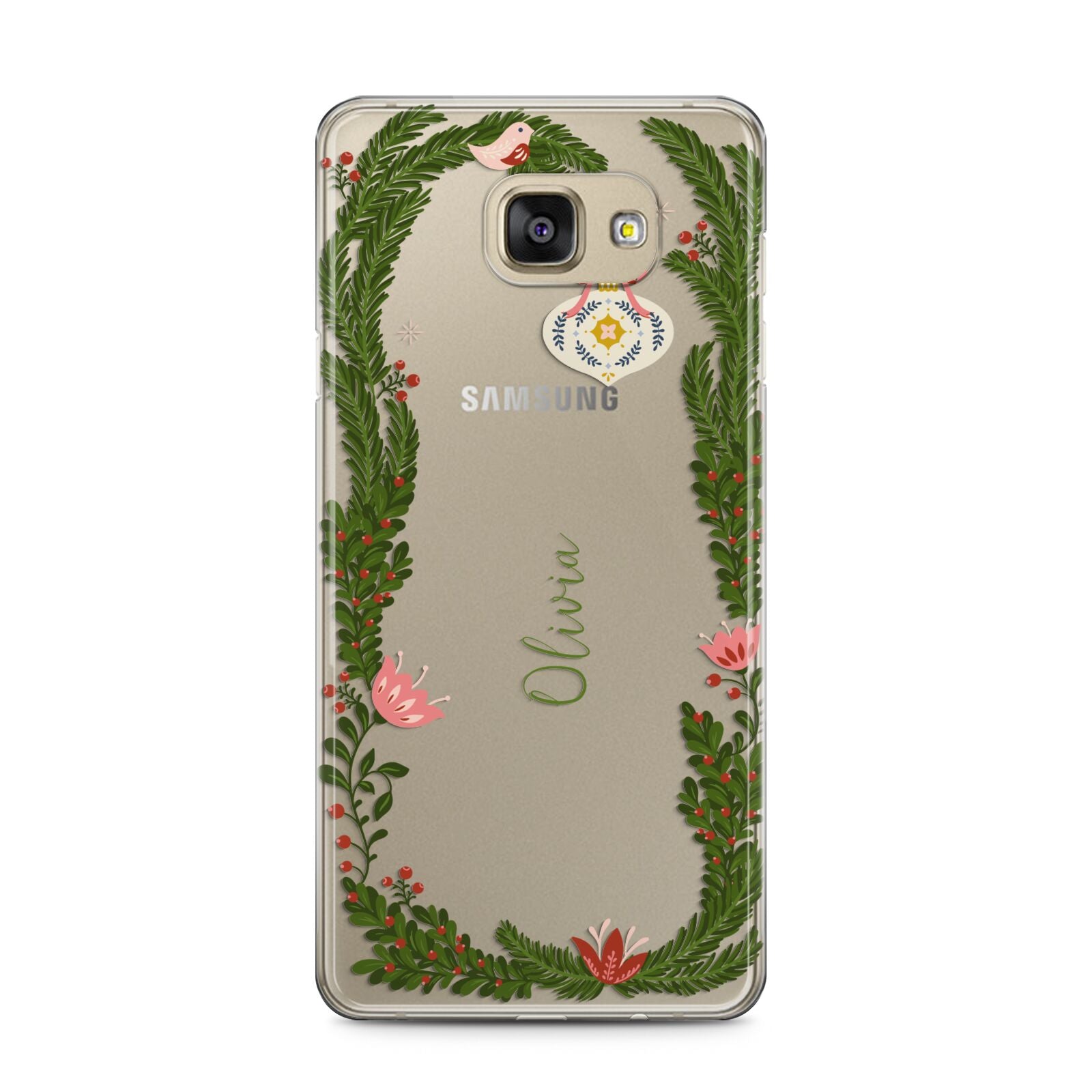 Personalised Vintage Foliage Christmas Samsung Galaxy A5 2016 Case on gold phone