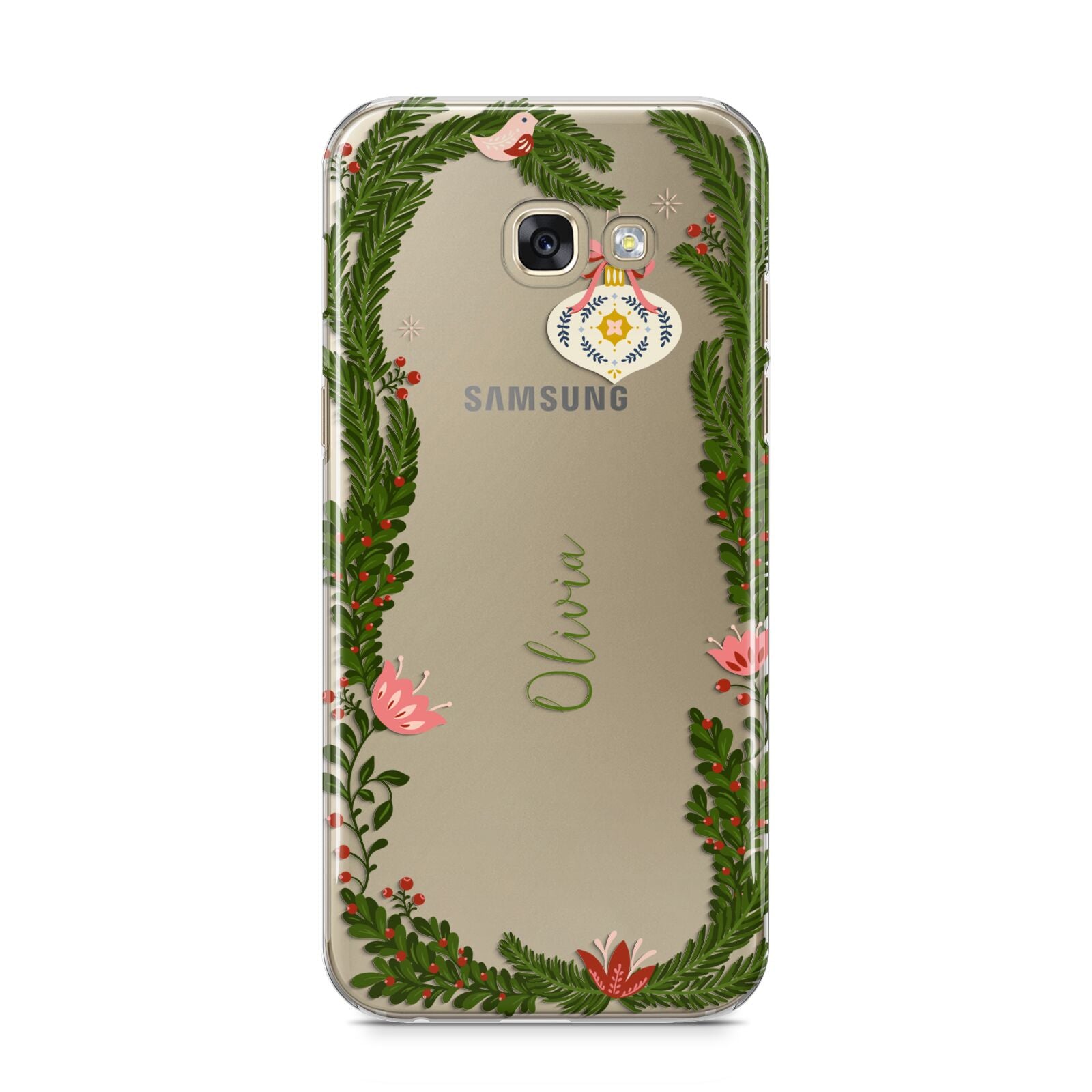 Personalised Vintage Foliage Christmas Samsung Galaxy A5 2017 Case on gold phone