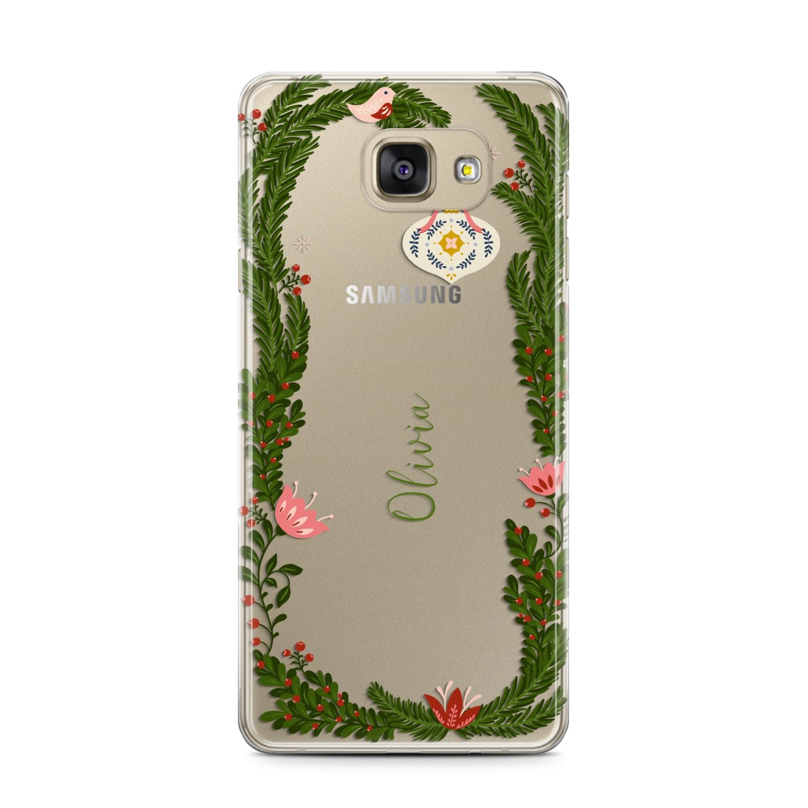 Personalised Vintage Foliage Christmas Samsung Galaxy A7 2016 Case on gold phone