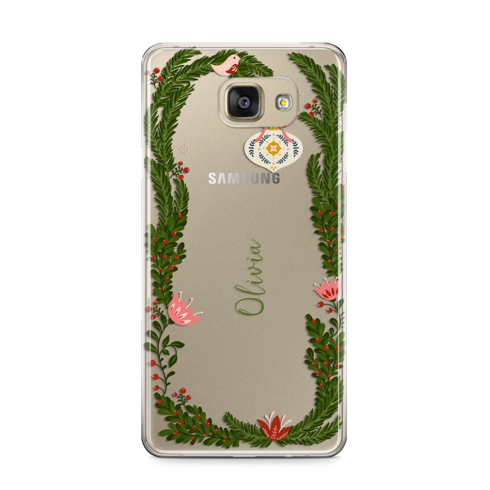Personalised Vintage Foliage Christmas Samsung Galaxy A9 2016 Case on gold phone