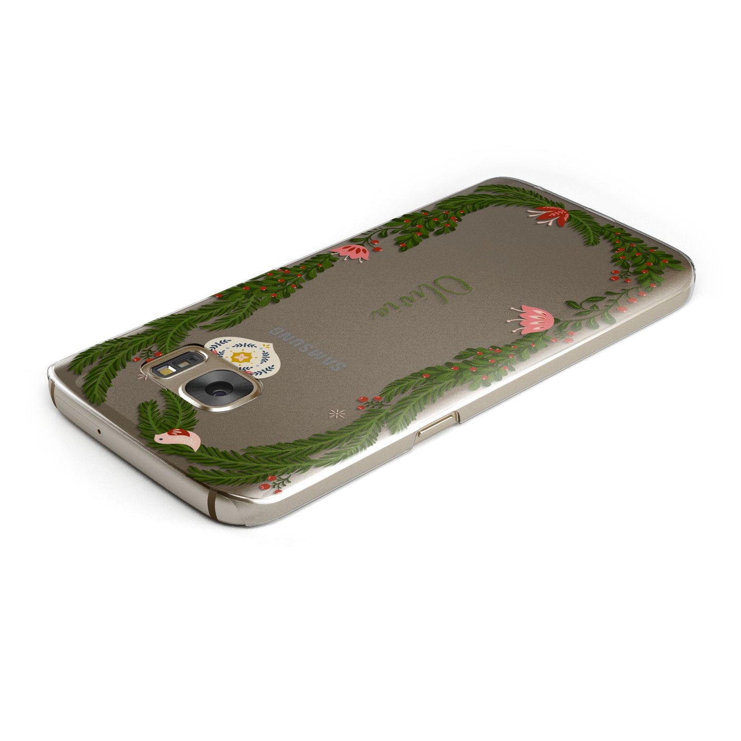 Personalised Vintage Foliage Christmas Samsung Galaxy Case Top Cutout