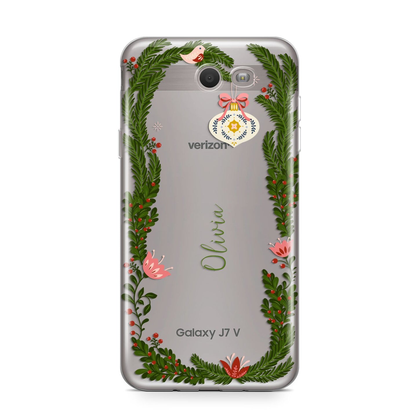 Personalised Vintage Foliage Christmas Samsung Galaxy J7 2017 Case