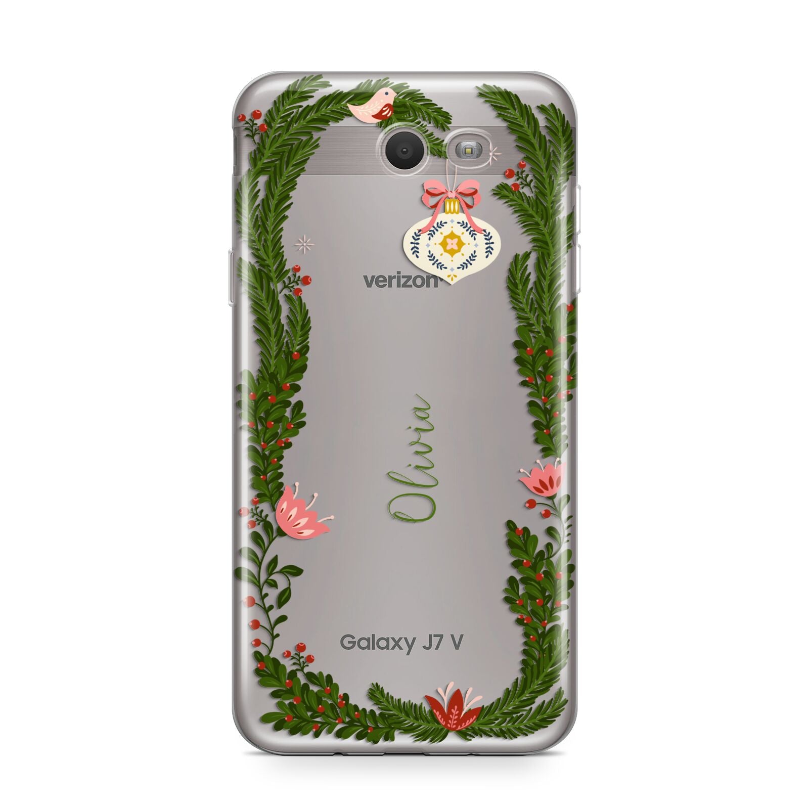Personalised Vintage Foliage Christmas Samsung Galaxy J7 2017 Case