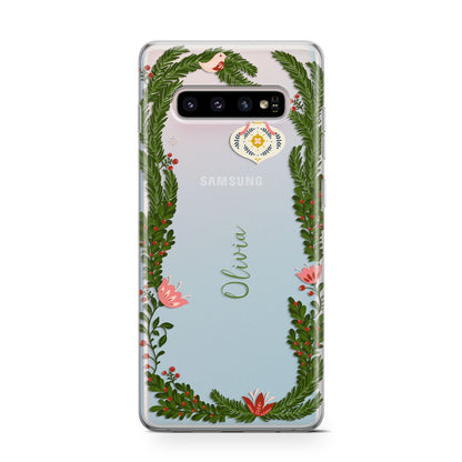 Personalised Vintage Foliage Christmas Samsung Galaxy S10 Case