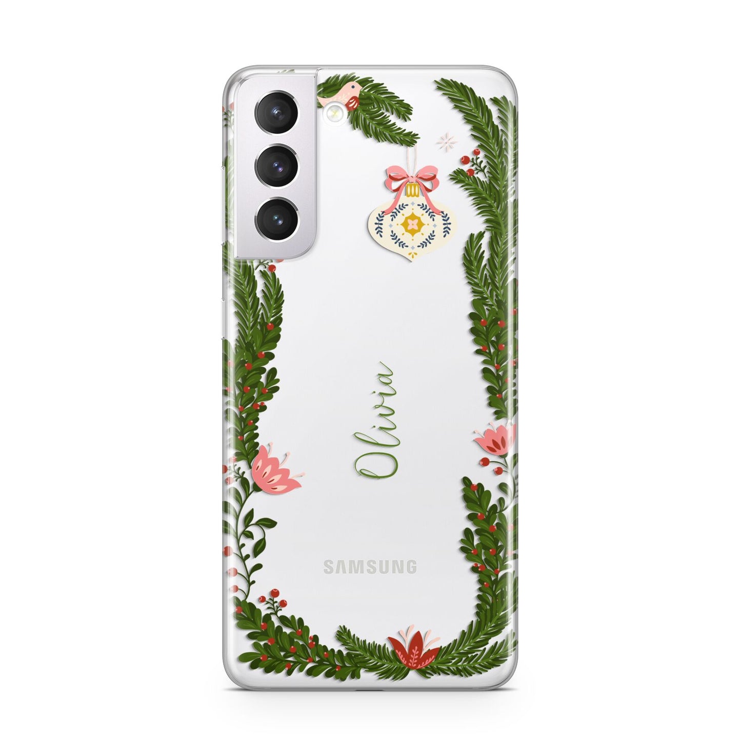 Personalised Vintage Foliage Christmas Samsung S21 Case