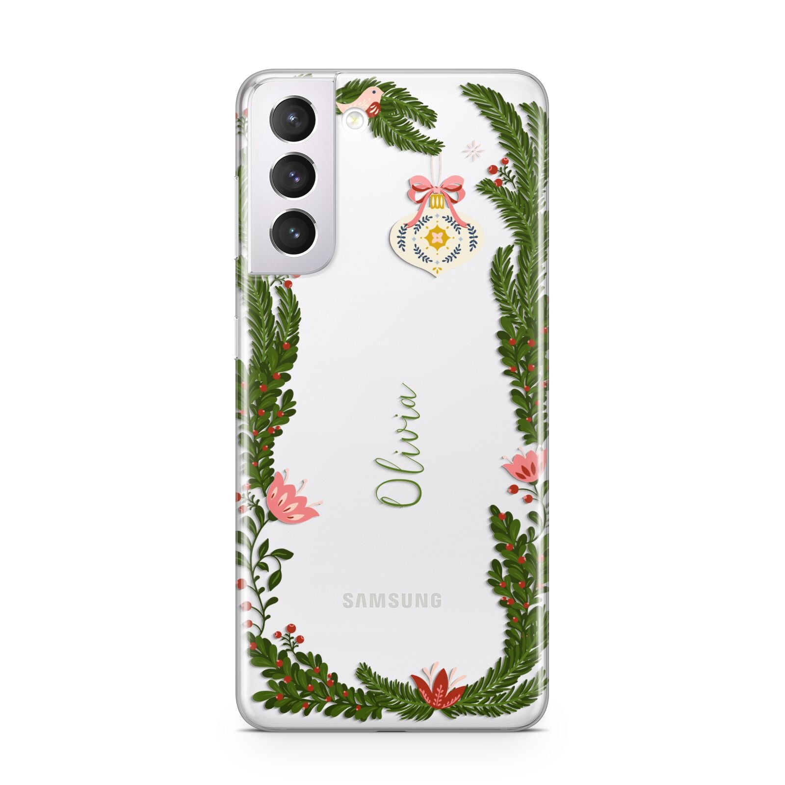 Personalised Vintage Foliage Christmas Samsung S21 Case