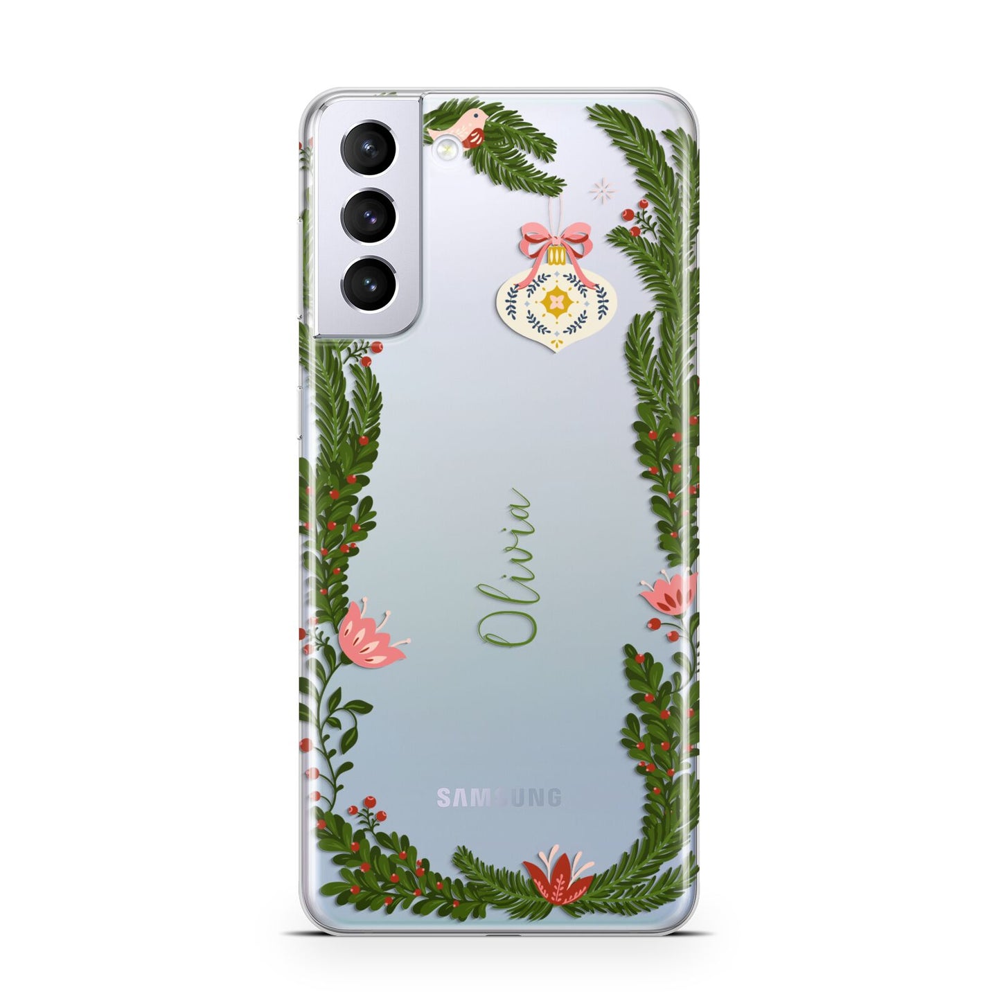 Personalised Vintage Foliage Christmas Samsung S21 Plus Case