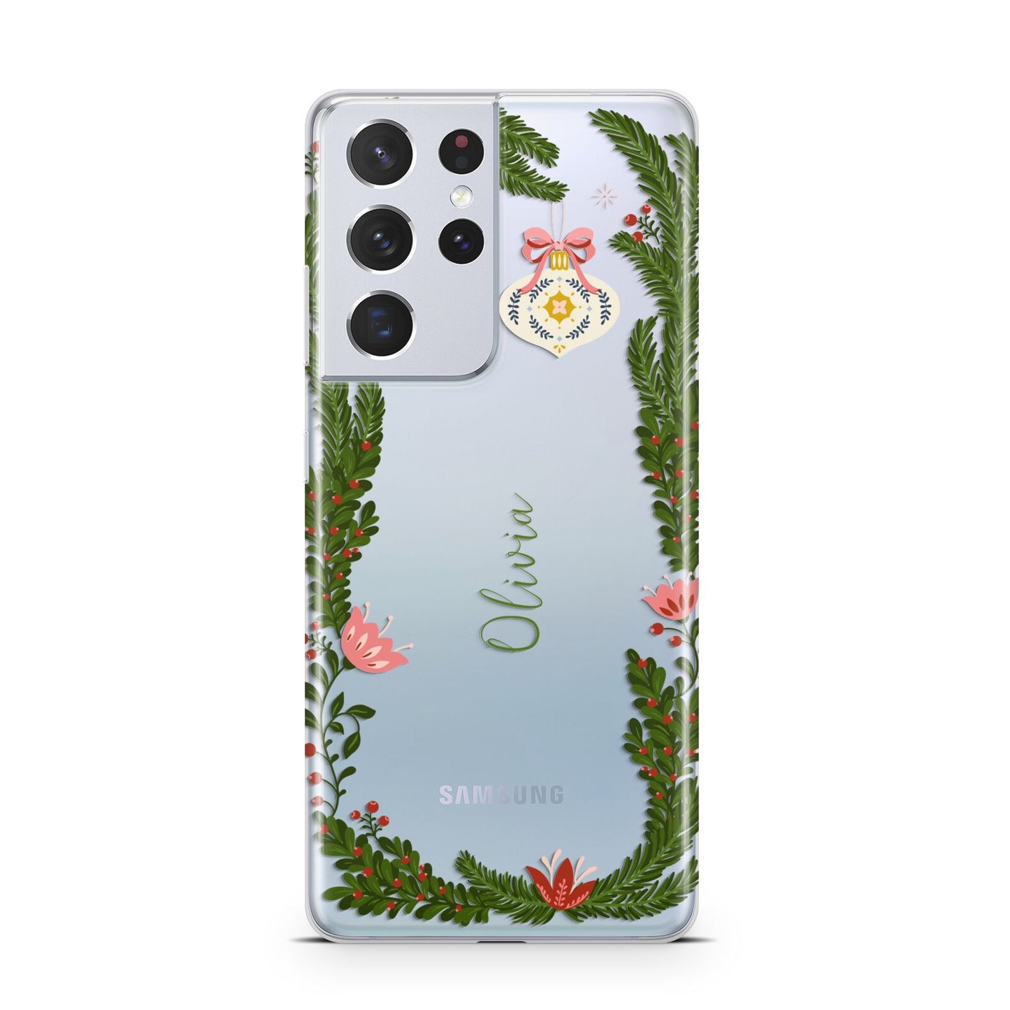 Personalised Vintage Foliage Christmas Samsung S21 Ultra Case