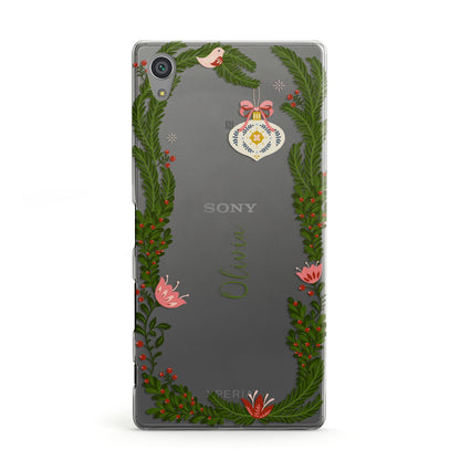 Personalised Vintage Foliage Christmas Sony Xperia Case