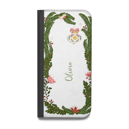 Personalised Vintage Foliage Christmas Vegan Leather Flip Samsung Case