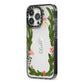 Personalised Vintage Foliage Christmas iPhone 13 Pro Black Impact Case Side Angle on Silver phone
