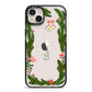 Personalised Vintage Foliage Christmas iPhone 14 Plus Black Impact Case on Silver phone