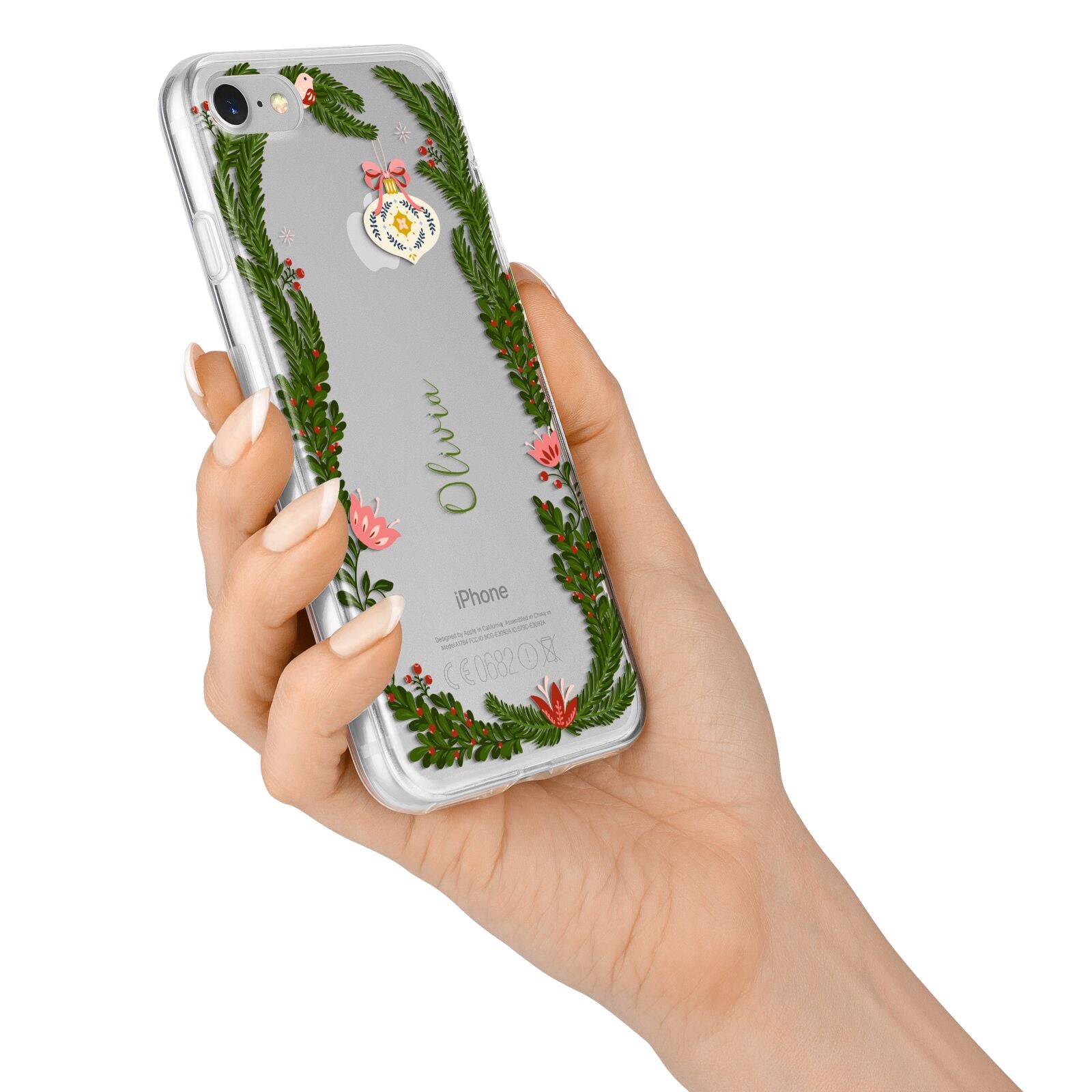 Personalised Vintage Foliage Christmas iPhone 7 Bumper Case on Silver iPhone Alternative Image