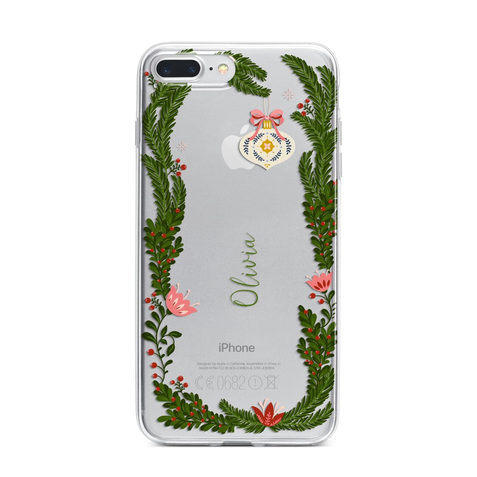 Personalised Vintage Foliage Christmas iPhone 7 Plus Bumper Case on Silver iPhone