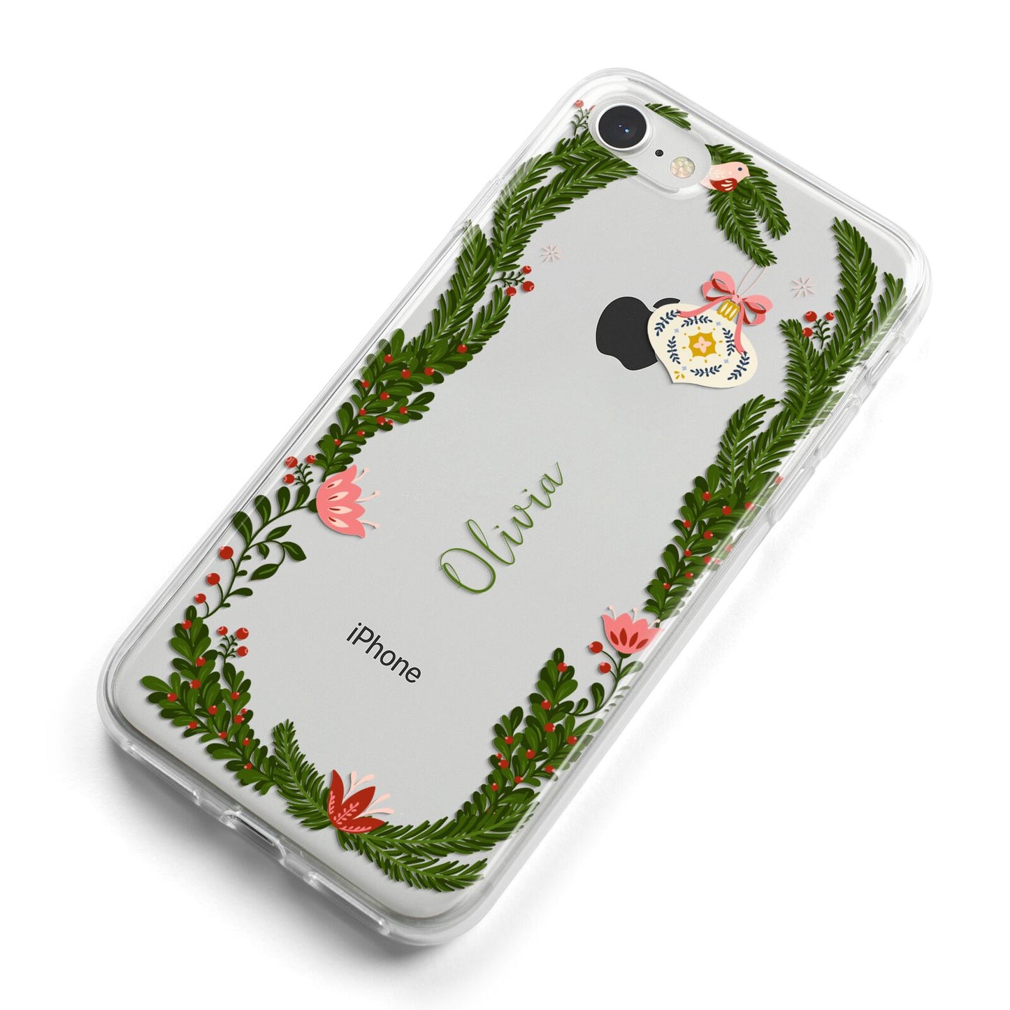 Personalised Vintage Foliage Christmas iPhone 8 Bumper Case on Silver iPhone Alternative Image
