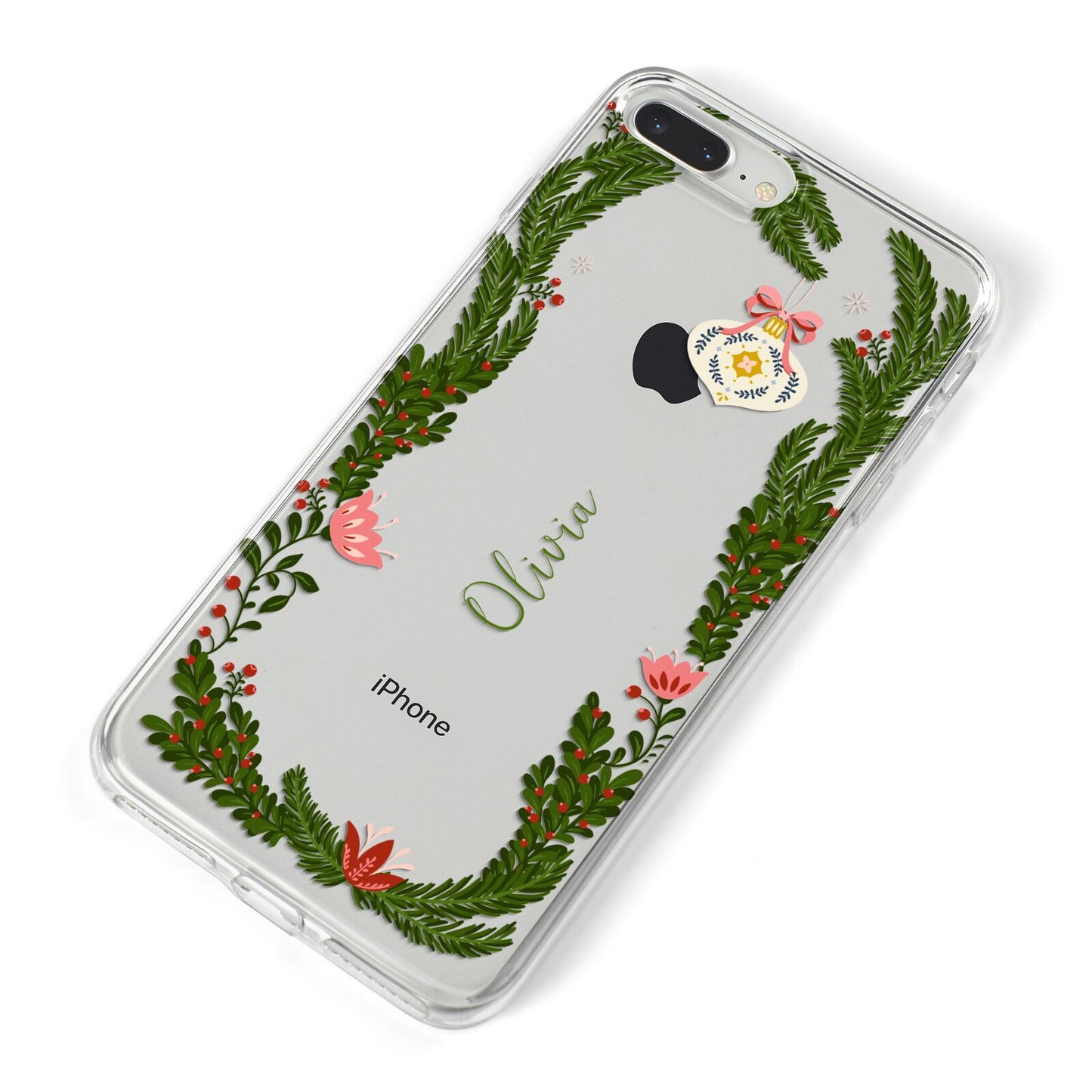 Personalised Vintage Foliage Christmas iPhone 8 Plus Bumper Case on Silver iPhone Alternative Image
