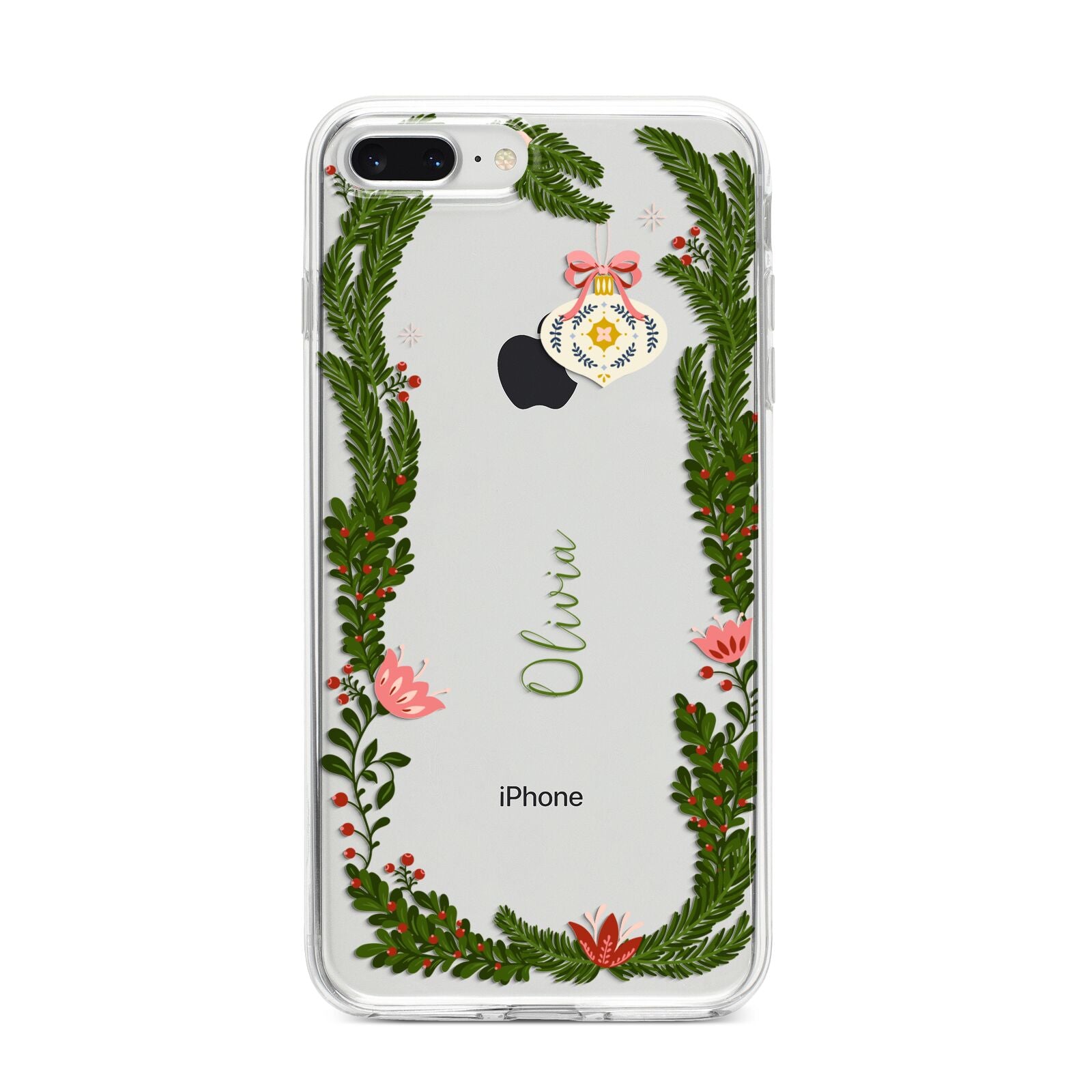 Personalised Vintage Foliage Christmas iPhone 8 Plus Bumper Case on Silver iPhone