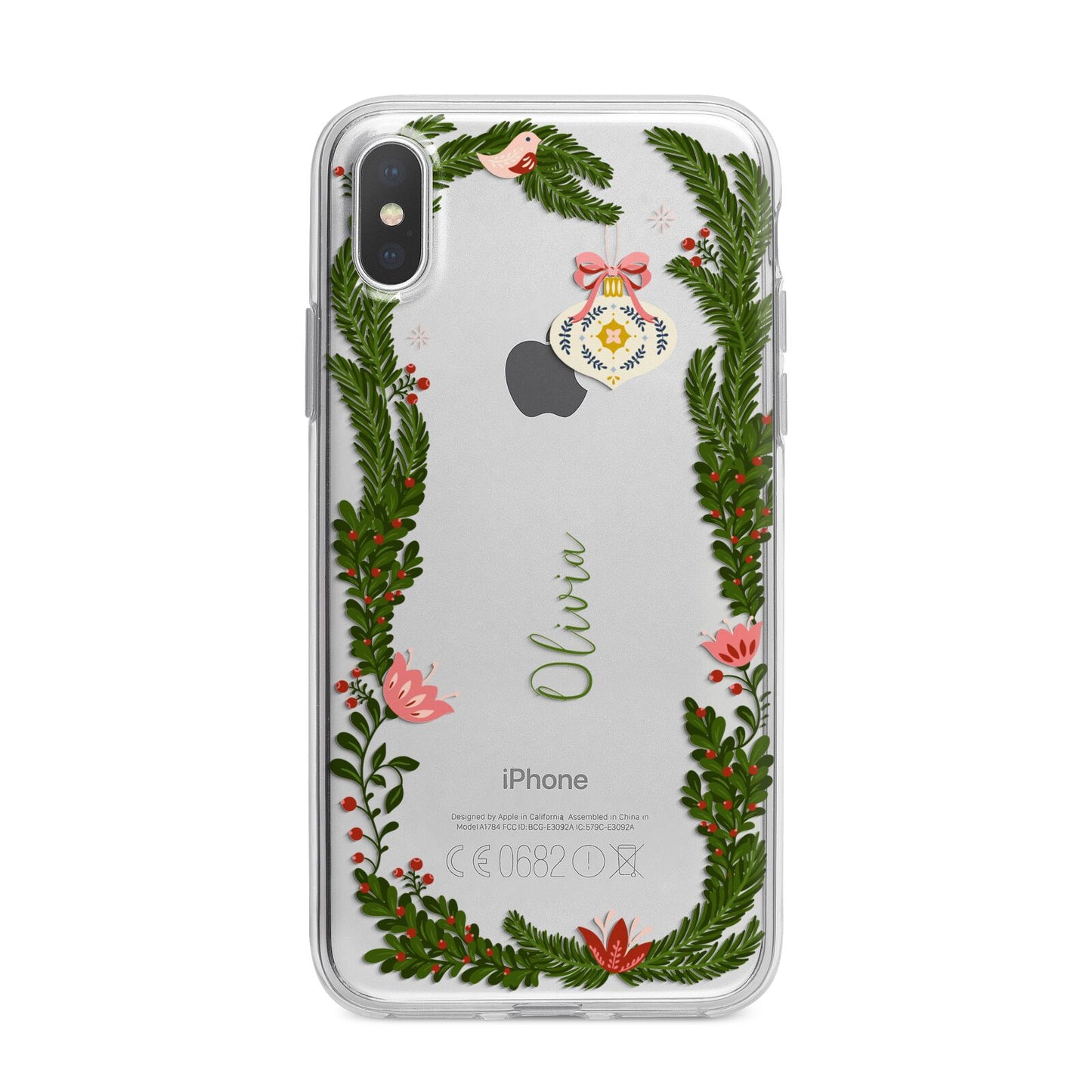 Personalised Vintage Foliage Christmas iPhone X Bumper Case on Silver iPhone Alternative Image 1