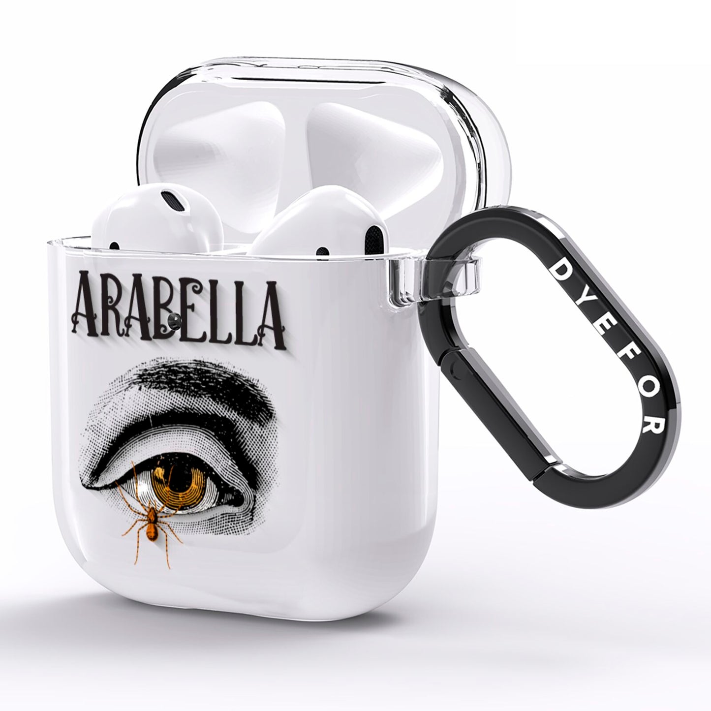 Personalised Vintage Halloween Eye AirPods Clear Case Side Image
