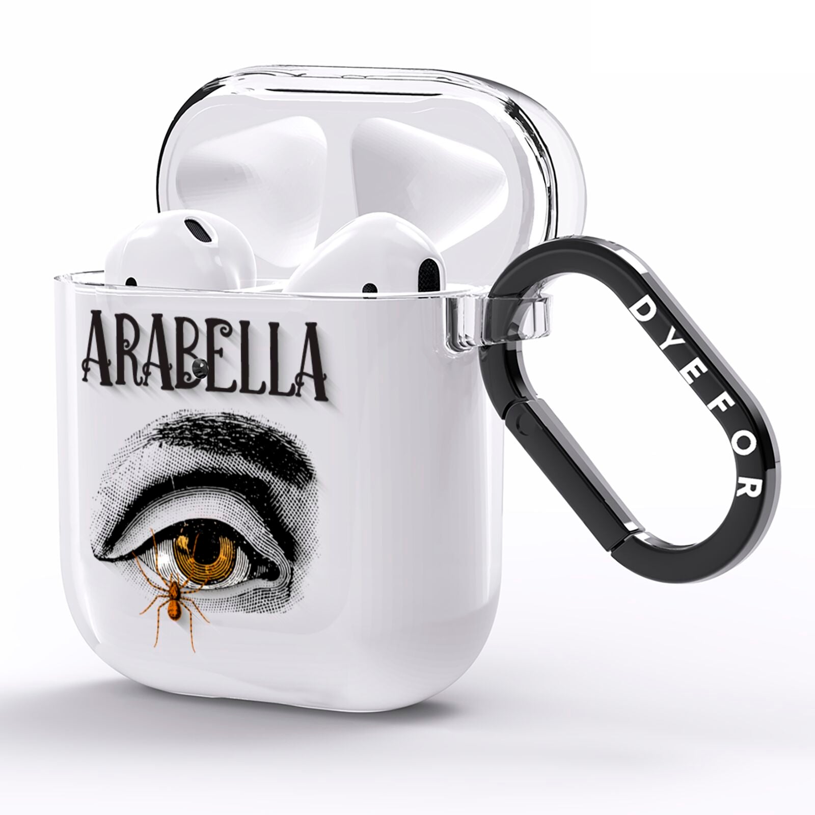 Personalised Vintage Halloween Eye AirPods Clear Case Side Image