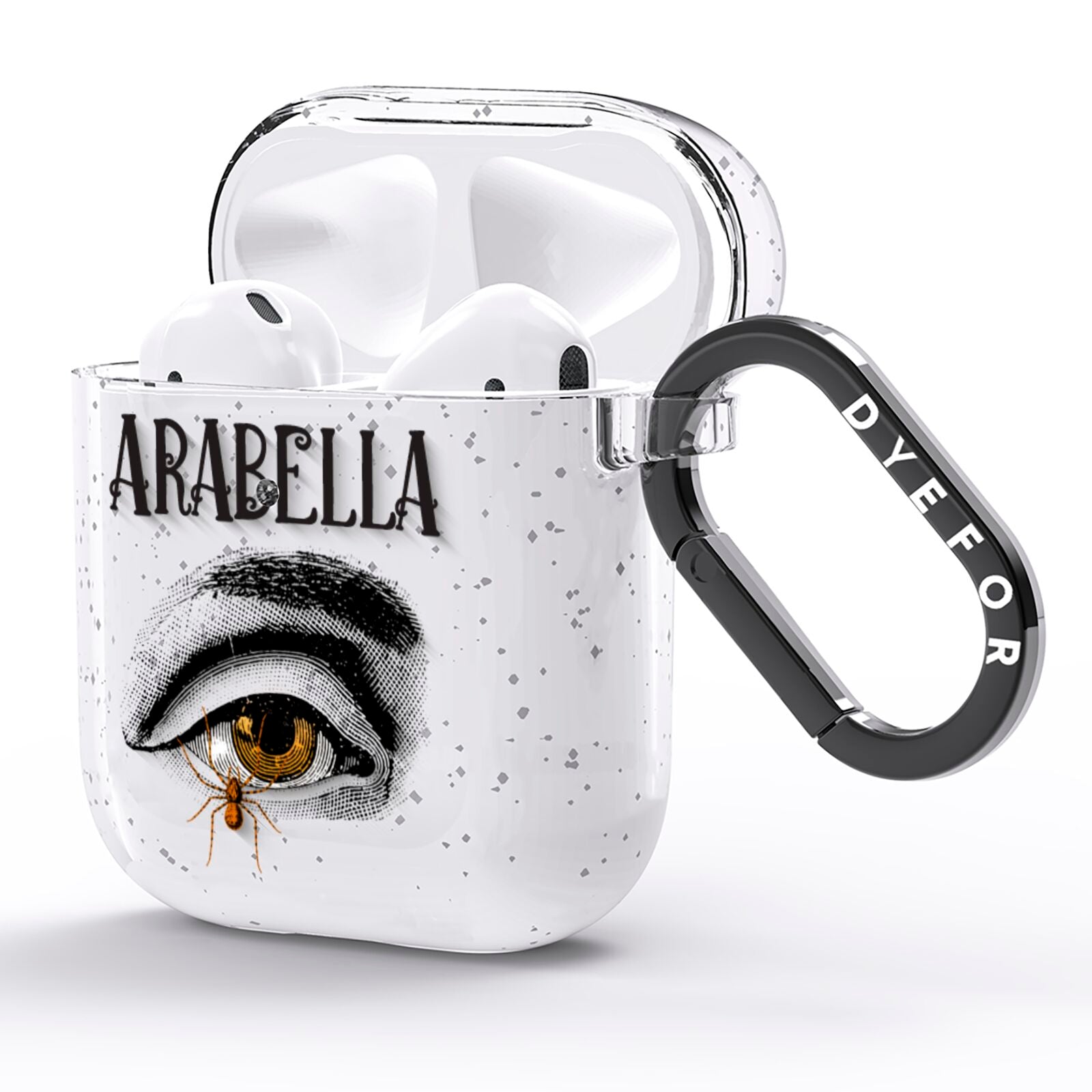 Personalised Vintage Halloween Eye AirPods Glitter Case Side Image