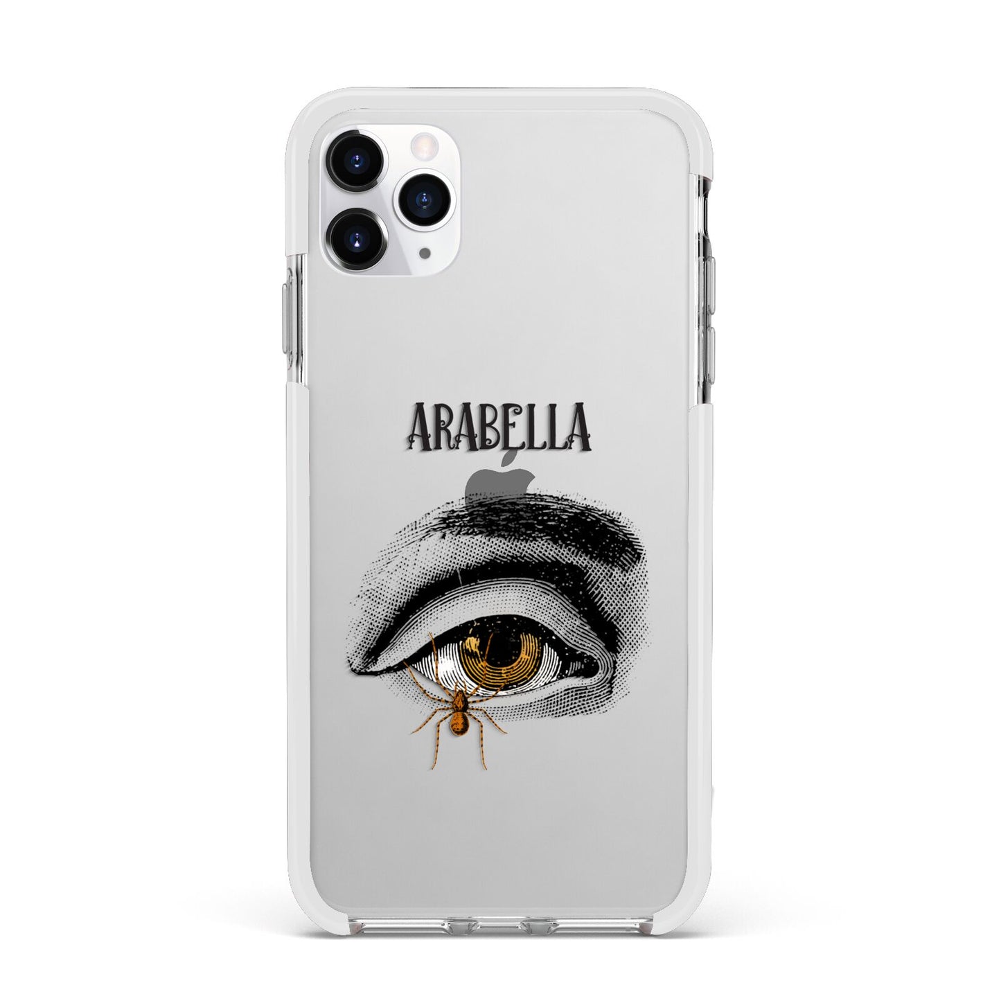 Personalised Vintage Halloween Eye Apple iPhone 11 Pro Max in Silver with White Impact Case