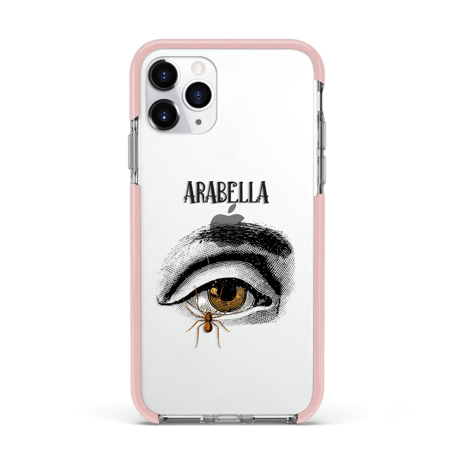 Personalised Vintage Halloween Eye Apple iPhone 11 Pro in Silver with Pink Impact Case
