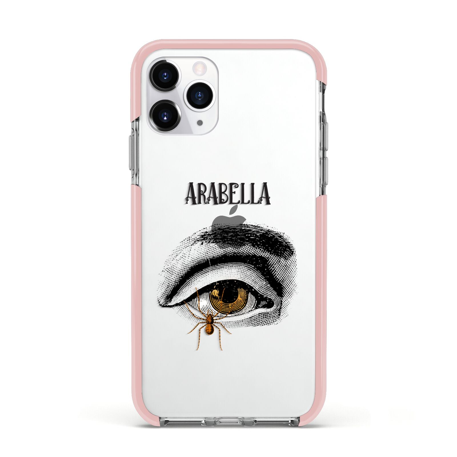 Personalised Vintage Halloween Eye Apple iPhone 11 Pro in Silver with Pink Impact Case