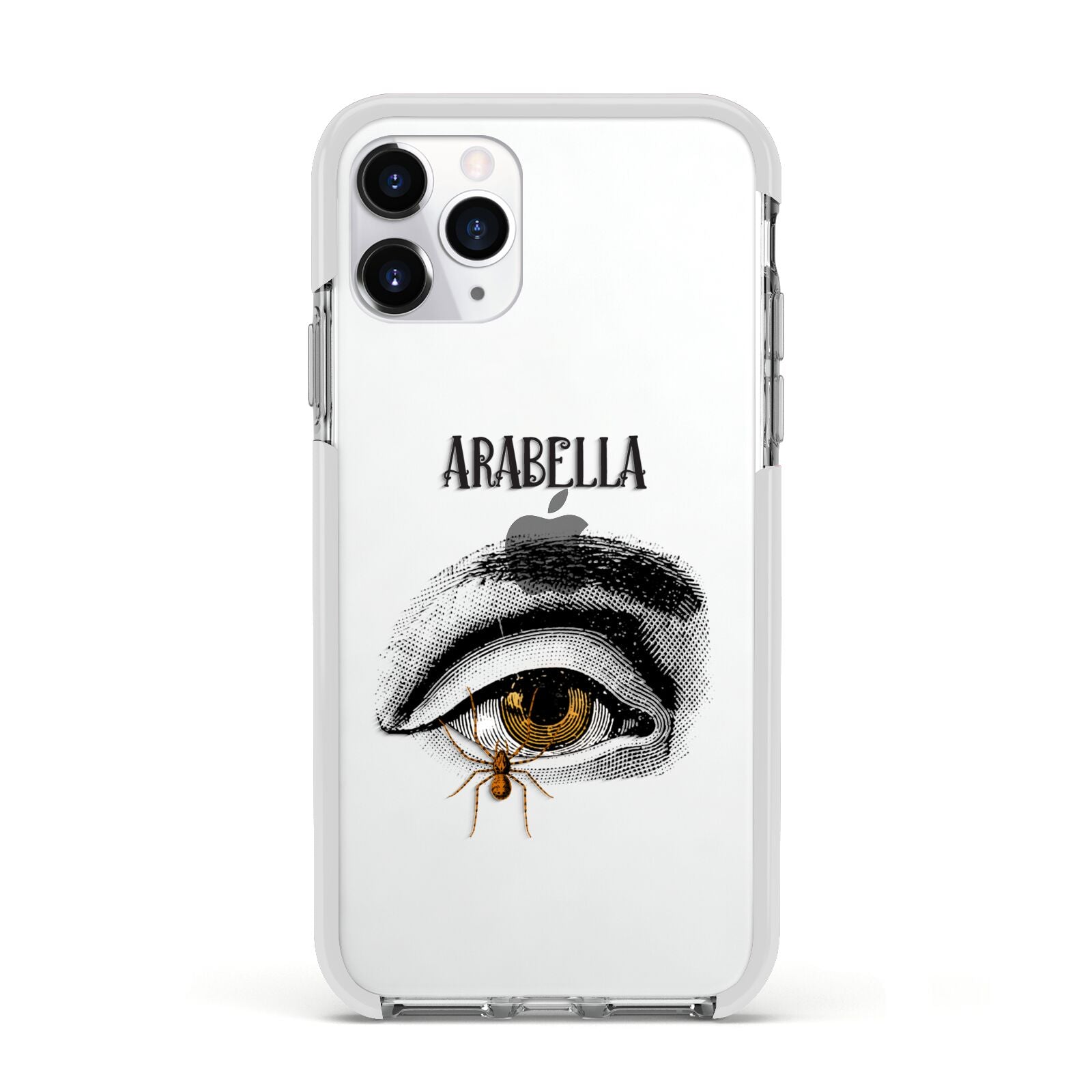 Personalised Vintage Halloween Eye Apple iPhone 11 Pro in Silver with White Impact Case