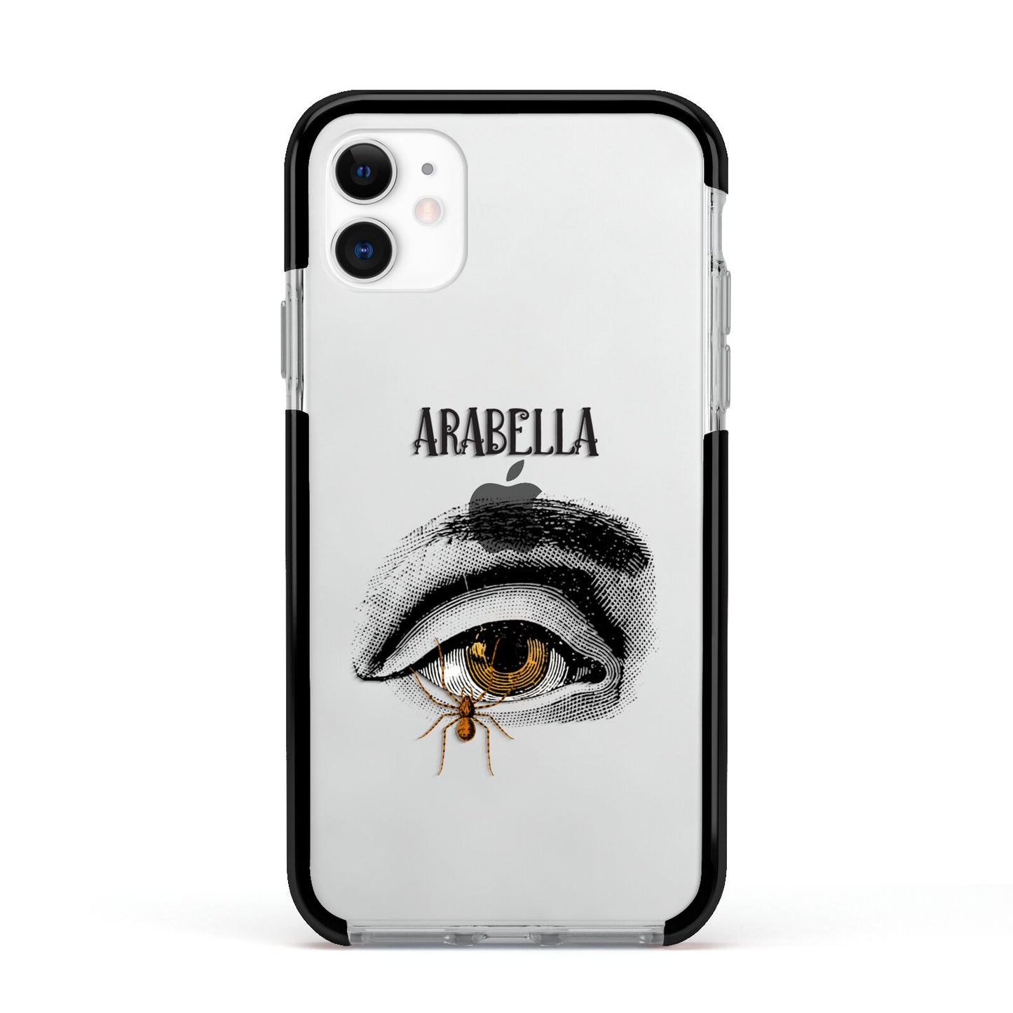 Personalised Vintage Halloween Eye Apple iPhone 11 in White with Black Impact Case